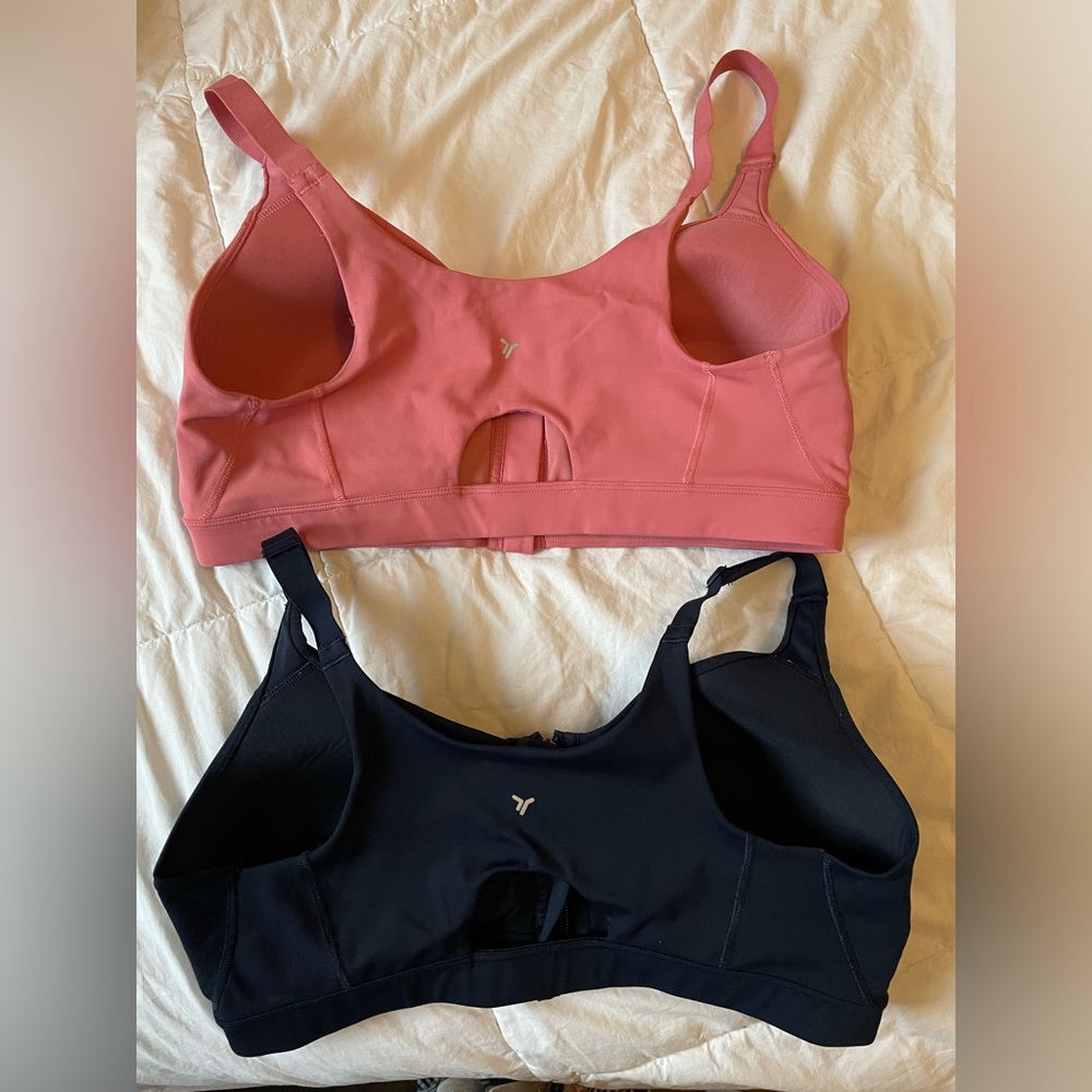 Set of 2 High-Support PowerSoft Zip-Front Sports Bras in Pink and Navy Blue - Picture 3 of 5